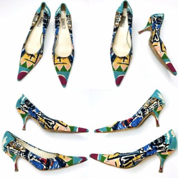 PRADA Shoes - PRADA Venice Printed Multicolor Pointed Toe Heels